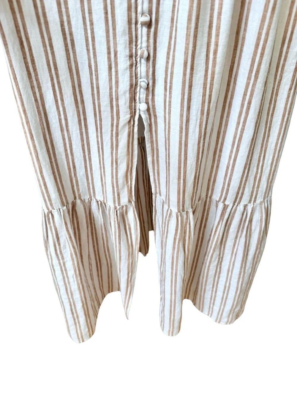 Abercrombie & Fitch Striped Tan White Maxi Sundress Adjustable Straps Sz M NWT